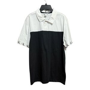 Calvin Klein Men's Black and White Polo Shirt Size S